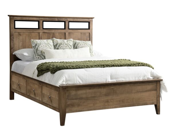 Otto Panel Bed With Black Inserts And Drawer Units