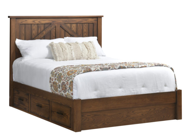 Mountain Lodge Panel Bed With Drawers To The Floor
