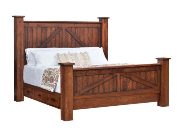 Mountain Lodge Post Bed With Drawer Units Raised 6"