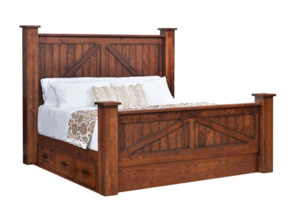 Mountain Lodge Post Bed With Drawers To The Floor