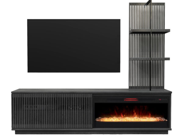 Ambiance Slotted Media Unit With Fireplace