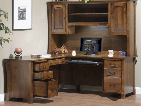 Woodbury L-Desk With Hutch