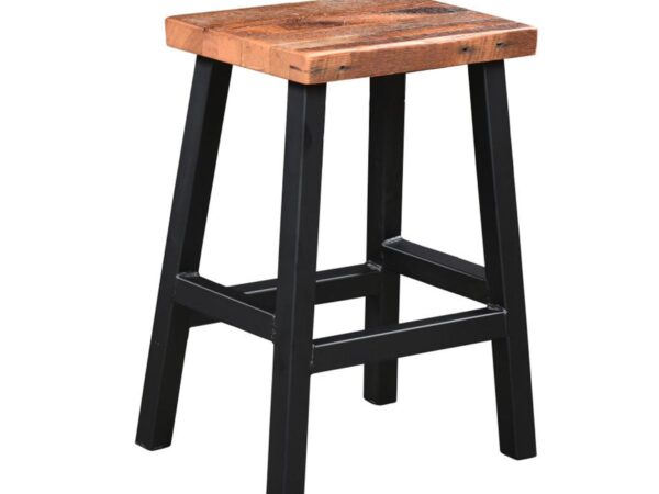 Barnwood Bar Stool with Metal Base