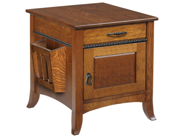 Cranberry Enclosed End Table with Magazine Rack