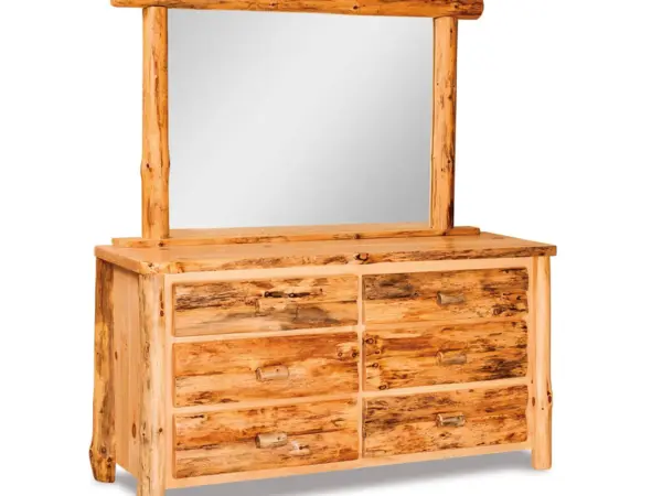 6 Drawer Dresser with Mirror - Rustic Pine