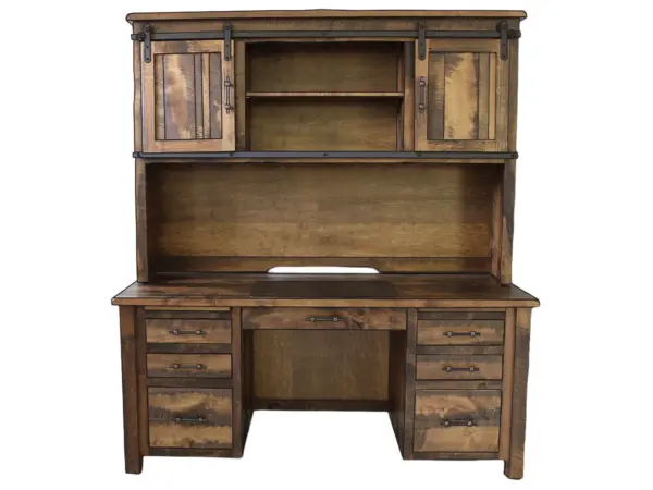 Milltown Double Pedestal Desk with Hutch Top